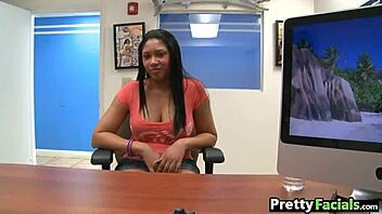 hot black 18+ teen carmen michaels takes massive facial cumshot