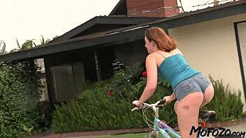 slim amateur biker rides daddy cock deepthroat facial sloppy