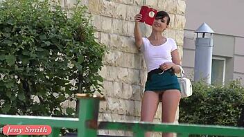 Jeny Smith Flashes Cute Ass Legs Upskirt Public Prt2!