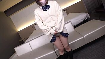 Chubby Japanese Teen Spreads Legs for Old Man Creampie