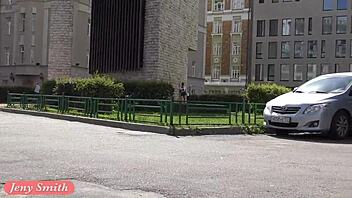 Jeny Smith Flashes Cute Ass Legs Upskirt Public Prt2!