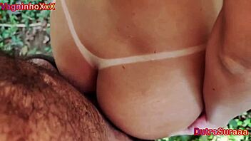 blonde teen spreads ass for outdoor woods pounding by older daddy figure