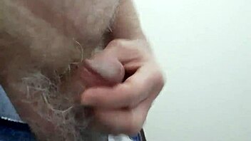 Rustyas1 jerks small cock hard in public toilet orgasm rush