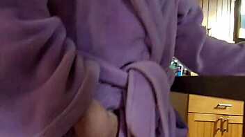 Milf deepthroats cock before kitchen counter pounding ends with cum on ass