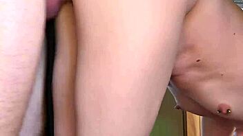 Milf deepthroats cock before kitchen counter pounding ends with cum on ass