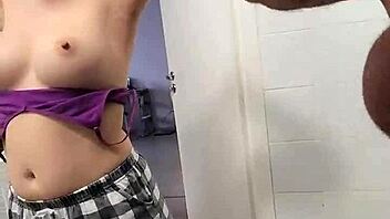 hey check out those big tits while i jerk off in the shower