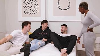 ebony roommate craves spanish brothers' wild group party fuck