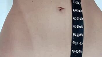 oooh spankin my pussy n tits feels so naughty with that belt