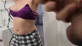 hey check out those big tits while i jerk off in the shower