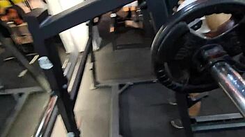 gym slut bent over for hairy pussy doggystyle fingering