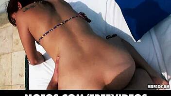 hey, watch this sunbathing babe slide bikini aside for gaping view?