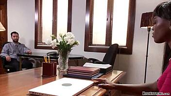 bound ebony chokes on big cock handcuffed rough in bed