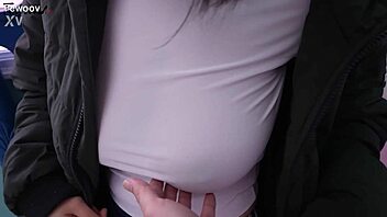 Pretty Korean girlfriend teases in black stockings