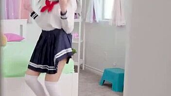 Peeping perv intensely watches petite teen ass pounding