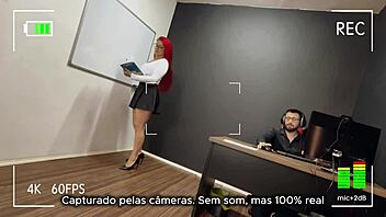 secretary teases boss at work on her knees
