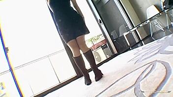 asian milf's saggy tits bounce riding cock cowgirl creampie