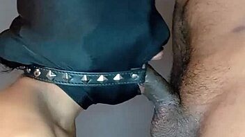 amateur practices deep throat with ring gag