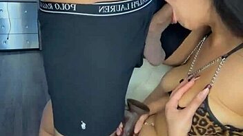 asian babe slurps huge cock then rides it hard for massive facial cum explosion