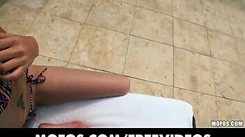 hey, watch this sunbathing babe slide bikini aside for gaping view?