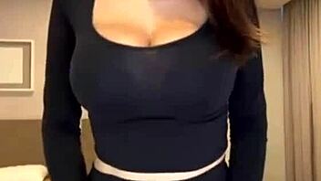 Milf flaunts her massive milky tits up close
