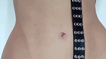 oooh spankin my pussy n tits feels so naughty with that belt
