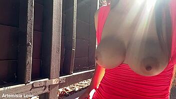 hey italian milf artemisia love bounces her big tits