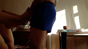 while my milf jerks off on my feet i masturbate my pussy to orgasm