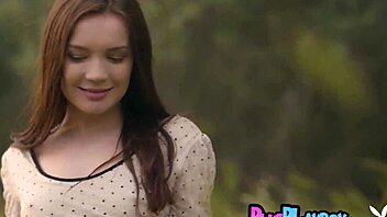 Janeth tense bares tiny tits outdoor tease