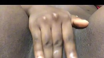 ebony babe's homemade solo pussy tease and creampie