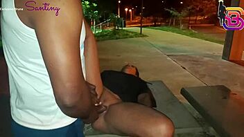 Call center babe caught sucking huge cock in public park