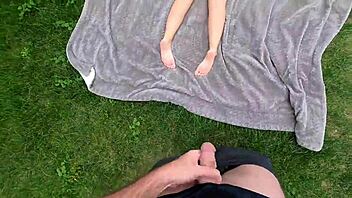 Pervert flashes cock on beach, nudist blonde's wild public response!