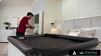 hey babe, wanna see cute ebony ameena green's slippery nuru massage gift?