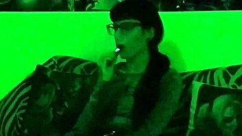 Beth Kinky Goth Domina Lights Up Sexy Smoke in Green HD Glow Pt1!