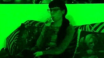 Beth Kinky Goth Domina Lights Up Sexy Smoke in Green HD Glow Pt1!