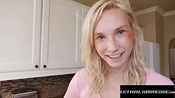 Blonde Babe Deepthroats Boss's Cock At His House