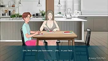 during dinner, his best friend's mom sneaks under the table to suck his cock and swallow every drop