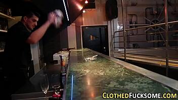 Glam Clothed Babe Takes Group Cumshot in Heels