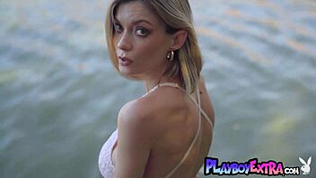 CLASSY BLONDE RUSSIAN MILF STRIPS NAKED POSING PUSSY ON BOAT