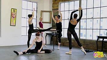 sexy ballerinas lick big tits and tight pussies