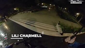 perfect teen lili charmelle deepthroats and rides cock in forest outdoors