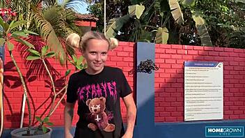 horny lolipop rides mark pirson's cock poolside doggystyle