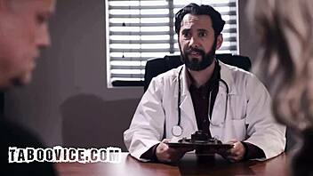 cuckold husband watches blonde milf doctor creampie pussy deepthroat hospital patient