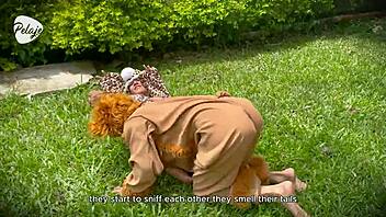 Wild lion leopard mix game turns into outdoor lesbian pussy licking frenzy.