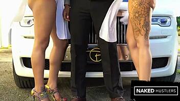 two sexy ebony babes suck big black cock in miami 😍🍆