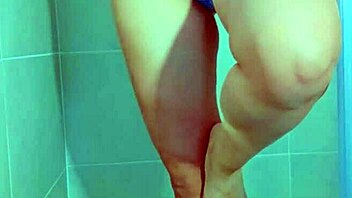 college brazilian beauty teases wet thong shower to orgasm