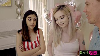 petite blonde turns 18 sharing cock with hot bffs eagerly