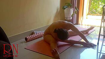 Curvy gymnast nude yoga fitness acrobatic housewife poses