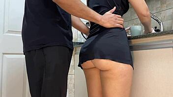 cumming on maid's dress kitchen free use bubble butt