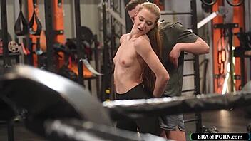 European Redhead Babe Takes Big Cock Anal in Gym