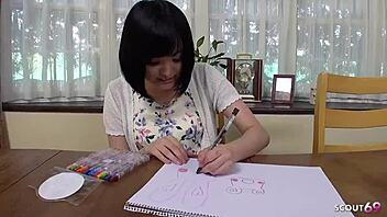 Petite Japanese Teen's Dripping Creampie Seduction by Classmate